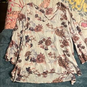 Floral V-Neck Women's Top